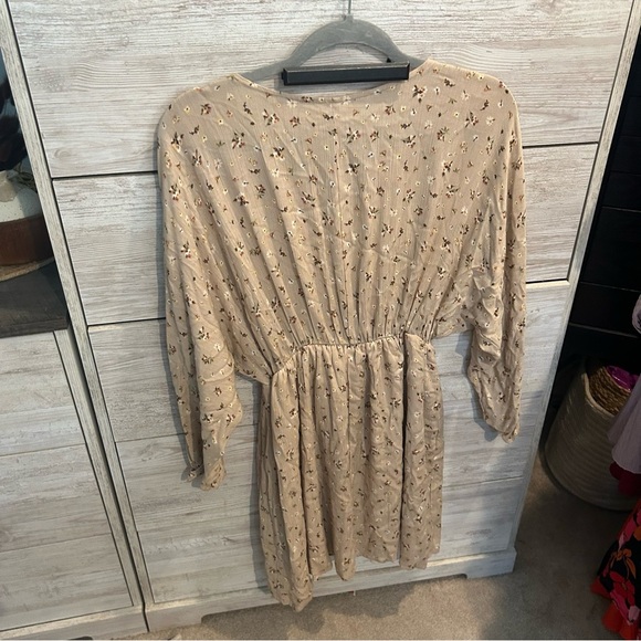 One Four Three Floral Mini Dress Women S Neutral Bohemian Chic Summer Cottage - Picture 4 of 5